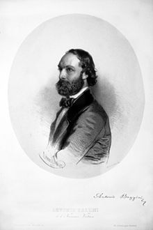 Antonio Bazzini, Lithographie von Eduard Kaiser, 1857 (Quelle: Wikimedia)