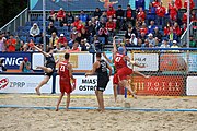 Deutsch: Beachhandball Europameisterschaften 2019 (Beach handball Euro); Tag 6: 7. Juli 2019 – Spiel um Platz Drei, Männer, Ungarn-Russland 2:0 (26:20, 23:22) English: Beach handball Euro; Day 6: 7 July 2019 – Men's Bronze Medal Match – Hungary-Russia 2:0 (26:20, 23:22)