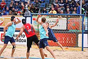 Deutsch: Beachhandball Europameisterschaften 2019 (Beach handball Euro); Tag 6: 7. Juli 2019 – Männerfinale, Dänemark-Norwegen 2:0 (25:18, 19:16) English: Beach handball Euro; Day 6: 7 July 2019 – Men's Final – Denmark-Norway 2:0 (25:18, 19:16)