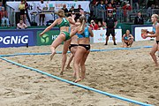 Deutsch: Beachhandball Europameisterschaften 2019 (Beach handball Euro); Tag 6: 7. Juli 2019 – Frauenfinale, Dänemark-Ungarn 2:0 (18:12, 23:22) English: Beach handball Euro; Day 6: 7 July 2019 – Women's Final – Denmark-Hungary 2:0 (18:12, 23:22)