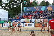 Deutsch: Beachhandball Europameisterschaften 2019 (Beach handball Euro); Tag 6: 7. Juli 2019 – Frauenfinale, Dänemark-Ungarn 2:0 (18:12, 23:22) English: Beach handball Euro; Day 6: 7 July 2019 – Women's Final – Denmark-Hungary 2:0 (18:12, 23:22)