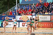 Deutsch: Beachhandball Europameisterschaften 2019 (Beach handball Euro); Tag 6: 7. Juli 2019 – Frauenfinale, Dänemark-Ungarn 2:0 (18:12, 23:22) English: Beach handball Euro; Day 6: 7 July 2019 – Women's Final – Denmark-Hungary 2:0 (18:12, 23:22)