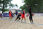 Deutsch: Beachhandball Europameisterschaften 2019 (Beach handball Euro); Tag 3: 4. Juli 2019 – Männer, Hauptrunde Gruppe II, Frankreich-Kroatien 0:2 (16:24, 10:27) English: Beach handball Euro; Day 3: 4 July 2019 – Men Main Round Group II – France-Croatia 0:2 (16:24, 10:27)