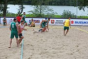 Deutsch: Beachhandball Europameisterschaften 2019 (Beach handball Euro); Tag 2: 3. Juli 2019 – Männer, Vorrunde Gruppe C, Nordmazedonien-Schweiz 0:2 (13:22, 18:19) English: Beach handball Euro; Day 2: 3 July 2019 – Women Preliminary Round Group A – Men Preliminary Round Group C – North Macedonia-Switzerland 0:2 (13:22, 18:19)