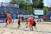 Deutsch: Beachhandball Europameisterschaften 2019 (Beach handball Euro); Tag 2: 3. Juli 2019 – Männer, Vorrunde Gruppe B, Serbien-Portugal 2:0 (20:15, 88:17) English: Beach handball Euro; Day 2: 3 July 2019 – Men Preliminary Round Group B - Serbia-Portugal 2:0 (20:15, 88:17)