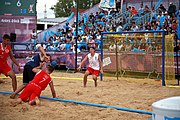 Deutsch: Beachhandball bei den Olympischen Jugendspielen 2018; Tag 7, 13. Oktober 2018; Jungen, Spiel um Platz Drei– Argentinien-Kroatien 2:0 English: Beach handball at the 2018 Summer Youth Olympics at 13 October 2018 – Boys Bronze Medal Match – Argentina-Croatia 2:0