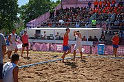 Deutsch: Beachhandball bei den Olympischen Jugendspielen 2018 in Buenos Aires; Tag 7, 13. Oktober 2018; Jungen, Halbfinale – Spanien-Kroatien 2:1 English: Beach handball at the 2018 Summer Youth Olympics in Buenos Aires at 13 October 2018 – Boys Semifinal – Spain-Croatia 2:1 Español: Handball de playa en los Juegos Olimpicos de la Juventud Buenos Aires 2018 en 13 de octubre de 2018 – Semifinales de chicos - España-Croacia 2:1