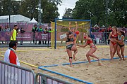 Deutsch: Beachhandball bei den Olympischen Jugendspielen 2018; Tag 5, 10. November 2018; Mädchen, Hauptrunde - Ungarn-Paraguay 2:0 English: Beach handball at the 2018 Summer Youth Olympics at 11 October 2018 – Girls Main Round – Hungary-Paraguay 2:0