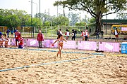 Deutsch: Beachhandball bei den Olympischen Jugendspielen 2018; Tag 6, 11. Oktober 2018; Mädchen, Platzierungssspiel Ränge 11-12 – Amerikanisch Samoa-Mauritius 2:1 English: Beach handball at the 2018 Summer Youth Olympics at 11 October 2018 – Girls Placement Match 11-12 – American Samoa-Mauritius 2:1