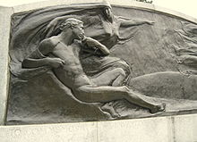 Allegorical 'Inspiration' and 'Man', communicating, with the vastness of the Earth depicted by the curvatures on its cast bronze panel.