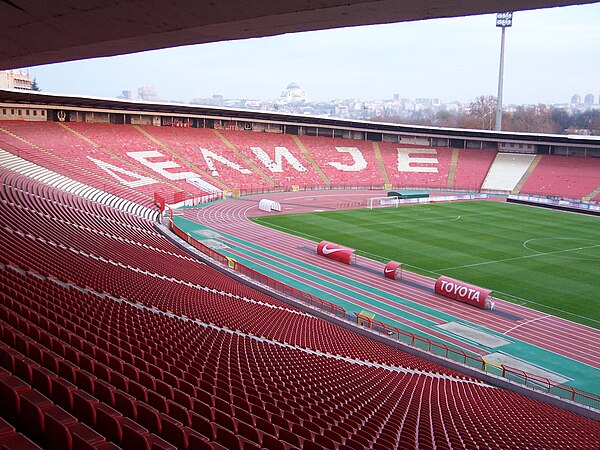 Delije section at Rajko Mitić Stadium.