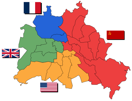 Division de Berlin après la seconde guerre mondiale, selon les rapports de pouvoir entre États