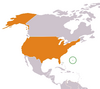 نقشهٔ موقعیت ایالات متحده آمریکا و برمودا.