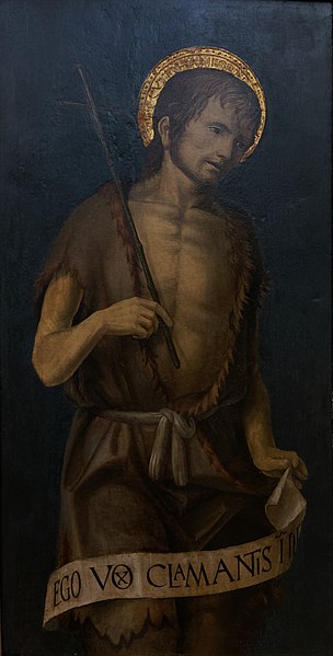 Saint John the Baptist, painting by Bernardo Zenale (d. 1526) kept at the Grenoble museum. Translation of 