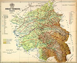 Bihar vármegye domborzati térképe