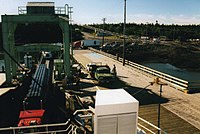 Vehicles boarding the ferry in Blacks Harbour to Grand Manan Island (2002) Black's Harbour (3750624650).jpg
