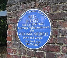 The blue plaque erected outside the House Blue plaque outside Red House.jpg