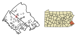 Location of Telford in Bucks County, Pennsylvania.