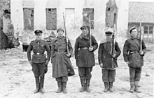 Belarusian Auxiliary Police, Mohylew, March 1943. Bundesarchiv Bild 146-2004-230, Mogilew, einheimische Miliz.jpg