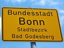 Ortseingangsschild Bonns, hier: Stadtbezirk Bad Godesberg