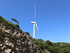 Burgos Wind Farm mill on cliffs