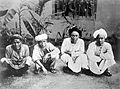 Muslim pilgrims from Palembang, Sumatra on their way to Mecca. Photographed by Snouck Hurgronje at the Dutch Consulate in Jeddah, 1884.