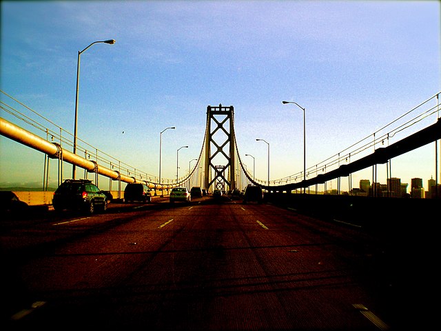 The San Francisco–Oakland Bay Bridge, a fictional squatted version of which constitutes the setting for Gibson's Bridge trilogy