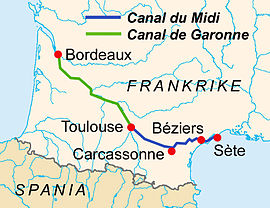 O canal dos dois mares: Canal du Midi + canal lateral do Garonne