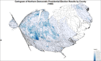 Cartogramma dei risultati democratici unionisti per contea