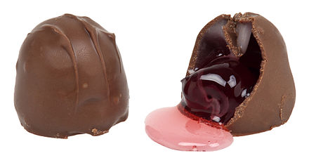 Chocolate is commonly used as a coating for various fruits such as cherries and/or fillings, such as liqueurs