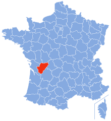 Charente'nin Fransa'daki konumu