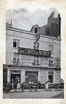 "Aux caves de Munich" brasserie. Charleroi - rue du Comptoir - Aux Caves de Munich - carte postale avant 1914 - 01.jpg