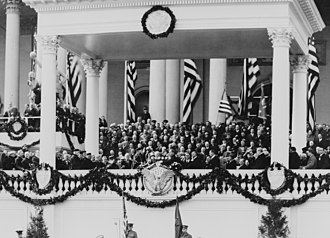 Coolidge is inaugurated after winning reelection. March 4, 1925. Chief Justice William H. Taft administering the oath of office to Calvin Coolidge (cropped).jpg