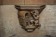 English: Decorations of the choir stalls of the Oude Kerk (church) in Amsterdam