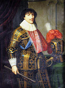 Christian the Younger of Brunswick (1599-1626) wearing a Greenwich armour given to him by Henry Frederick, Prince of Wales Christianbraunschweig.jpg