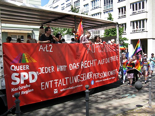 The Social Democratic Party at the 2019 Karlsruhe Pride parade