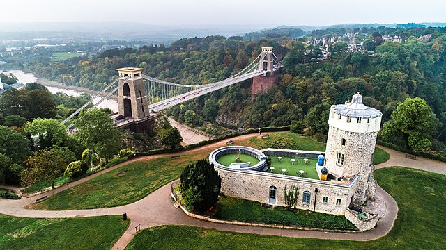 Image: Clifton Suspension Bridge and the Observatory in Bristol, England