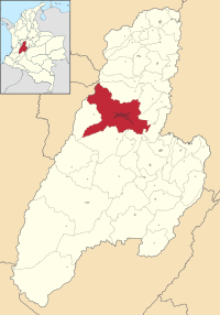 Location of the city of Ibagué in Tolima department