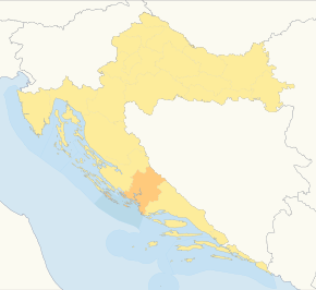 Harta cantonului Šibenik-Knin în cadrul Croației