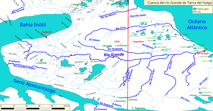 Cuenca Del Río Grande De Tierra Del Fuego: Límites, Población y regiones, Subdivisiones