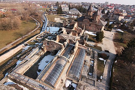 Curtea domneasca Targoviste aerial view