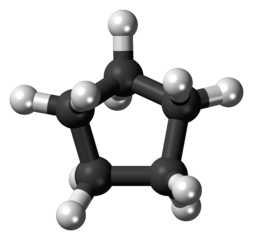 Modell av en cyklopentanmolekyl. 
