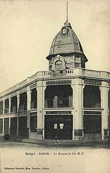 Main office of the BAO in Dakar, c. 1904 Dakar BAO 1900.jpg