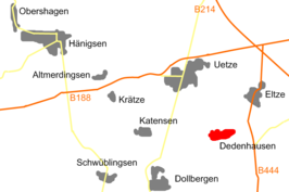 Ligging Dedenhausen in de gemeente Uetze