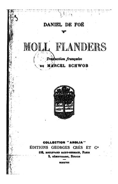 File:Defoe - Moll Flanders, trad. Schowb, ed. Crès, 1918.djvu