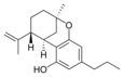 Chemische structuur van Δ7-trans-isotetrahydrocannabivarin.