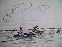 Depiction of Robert Francis Withers Allston fishing with John H. Tucker Depiction of two fishing 1860.JPG