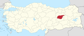 Pozicija provincije Tunceli na karti Turske