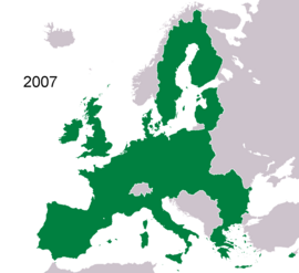 EU as of 1 January 2007

.mw-parser-output .legend{page-break-inside:avoid;break-inside:avoid-column}.mw-parser-output .legend-color{display:inline-block;min-width:1.25em;height:1.25em;line-height:1.25;margin:1px 0;text-align:center;border:1px solid black;background-color:transparent;color:black}.mw-parser-output .legend-text{}
Member States EU2007.png