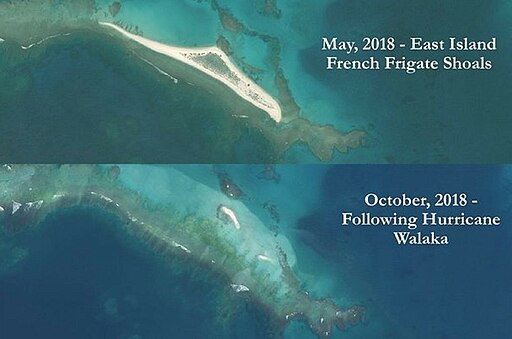  East Island, Hawaii before and after Hurricane Walaka 